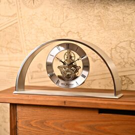 Wm.Widdop Silver Arch Mantel Clock Skeleton Dial Roman