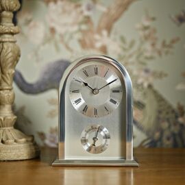 Wm.Widdop Arched Silver Aluminium Mantel Clock