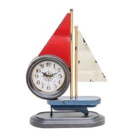 Hometime Mantel Clock Sailing Boat Red, White & Blue