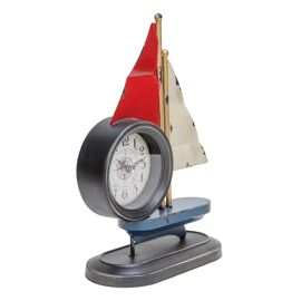 Hometime Mantel Clock Sailing Boat Red, White & Blue