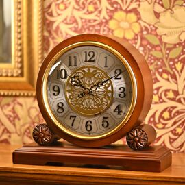 Walnut Westminster Mantel Clock - Barrel shape Arabic Dial