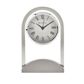 Wm.Widdop Glass Panel Aluminium Base Mantel Clock