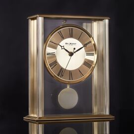 Wm.Widdop Gold Mantel Clock With Pendulum