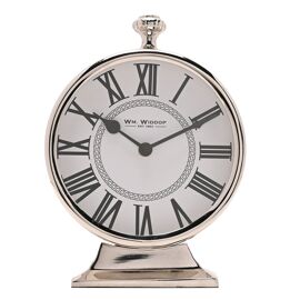 Wm.Widdop Round Silver Mantle Clock - 15cm