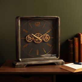 Wm.Widdop Mantel Clock With Moving Gears - 38cm