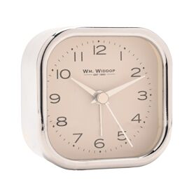 Wm. Widdop Square Metal Alarm Clock - Chrome