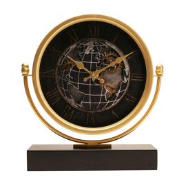 Wm Widdop Moving Gear World Map Mantel Clock - 39cm