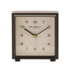 Wm Widdop Square Metal Alarm Clock 11cm - Black