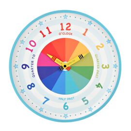 Hometime Kid's Tell the Time Wall Clock - Blue 30cm