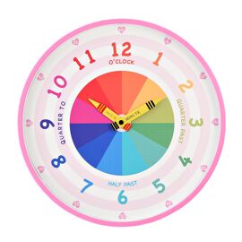 Hometime Kid's Tell the Time Wall Clock - Pink 30cm