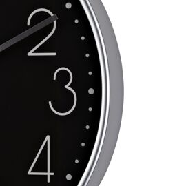 Hometime Round Black Wall Clock Silver Hands 12"