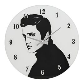 Hometime Iconic Collection Glass Wall Clock 30cm The King Of Rock & Roll