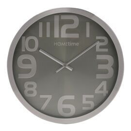 Hometime Round Wall Clock with Large Silver Arabic Numbers Black 30cm