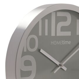 Hometime Round Wall Clock with Large Silver Arabic Numbers Black 30cm