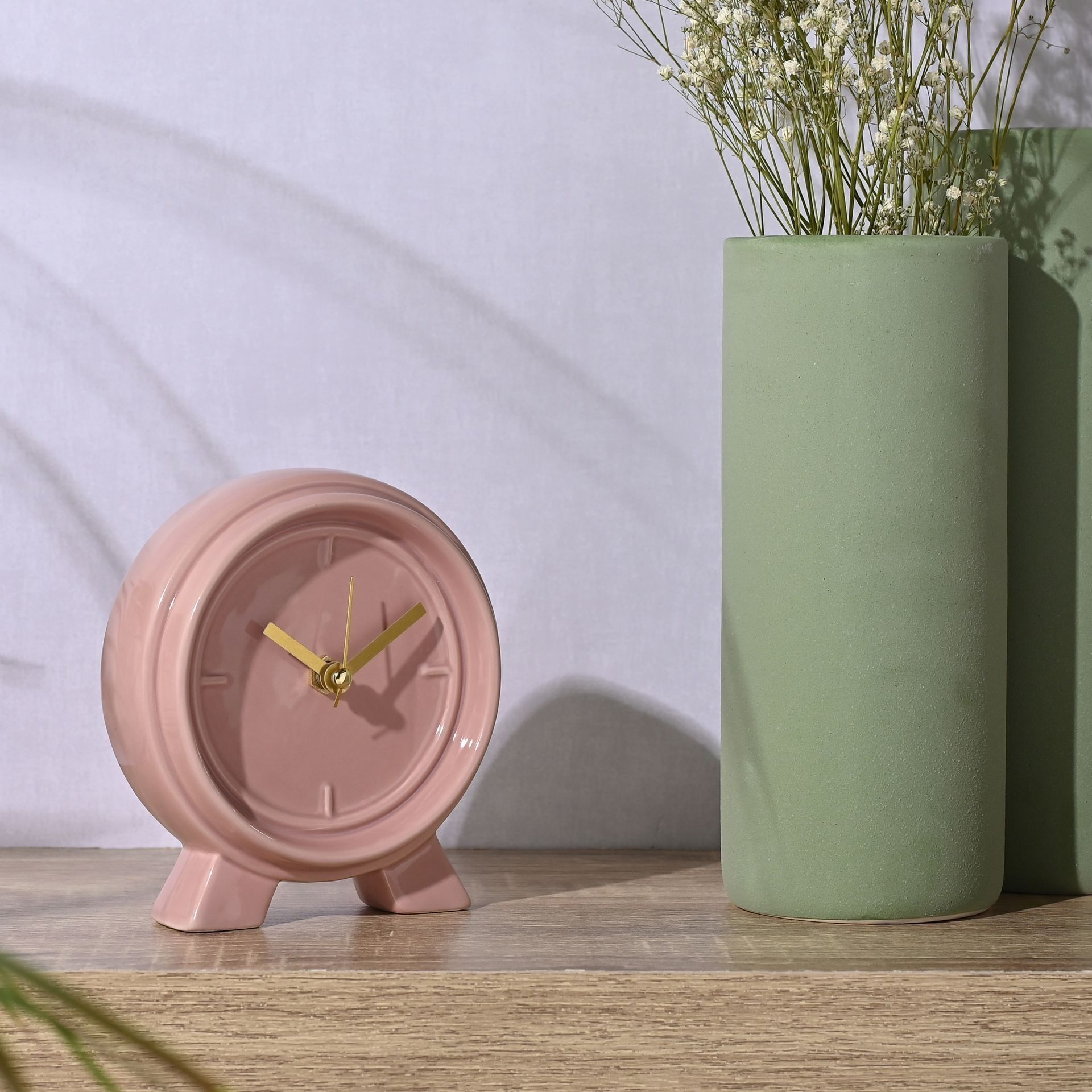 Interval Ceramic Mantle Clock - Pink Clay | Widdop and Co.
