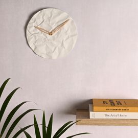 Interval Porcelain White Wall Clock 32cm - Crumpled Texture