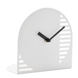 Interval Cut Out Steel Desk Clock - White & Black