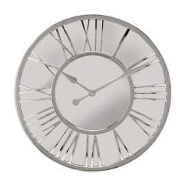 Hometime Roman Numeral Mirror Wall Clock 38cm - Silver