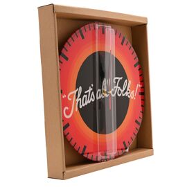 Warner Bros Looney Tunes "That's All Folks" Glass Clock - 30cm
