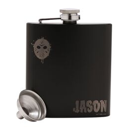 Warner Bros Friday 13th 6oz Matt Black Hip Flask With Funnel - Jason & Mask