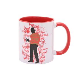 Warner Bros Nightmare on Elm Street Mug Red Inside 11oz - Freddy Krueger Graffiti