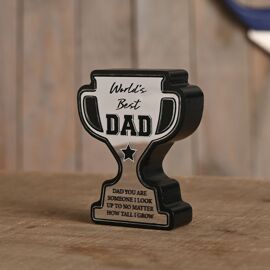 **MULTI 6** Well Crafted Trophy Shaped Plaque - World's Best Dad
