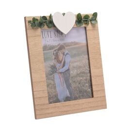 Love Story Rustic Frame with Heart and Leaves - 5" x 7"