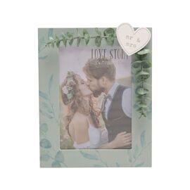 Love Story 'Mr & Mrs' Green Frame with Leaves - 5" x 7"