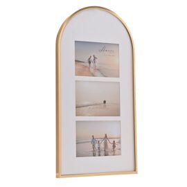 Arched Top Gold Collage Frame Holds 3 Photos - 6" x 4"