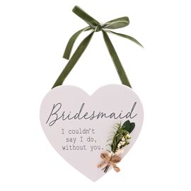 **MULTI 3** Love Story Heart Plaque With Flowers - Bridesmaid