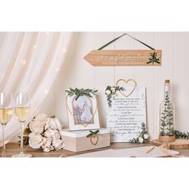 Love Story White Photo Frame With Gold Metal Heart 4" x 6"