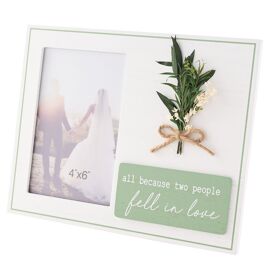 Love Story Photo Frame With Flowers 4" x 6"  - All Because Two People Fell In Love