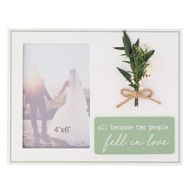 Love Story Photo Frame With Flowers 4" x 6"  - All Because Two People Fell In Love