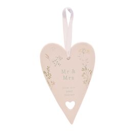 Love Story Ceramic Heart 13cms - Mr & Mrs