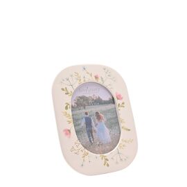 Love Story Ceramic Photo Frame 4" x 6" Oval Floral