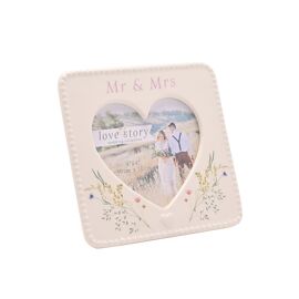 Love Story Ceramic Photo Frame 4" x 4" - Mr & Mrs