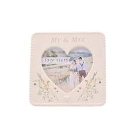 Love Story Ceramic Photo Frame 4" x 4" - Mr & Mrs