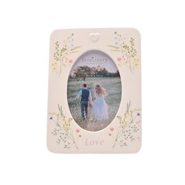 Love Story Ceramic Photo Frame 4" x 6" Floral