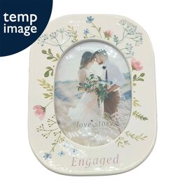 Love Story Ceramic Photo Frame 4" x 6" Floral - Engaged