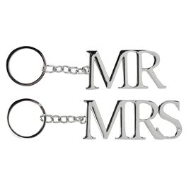 Amore Set of 2 Silverplated Keyrings 'Mr & Mrs'