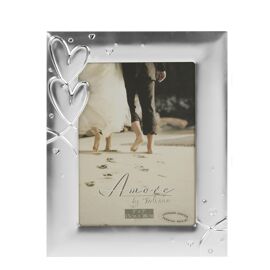 Amore versilberter Rahmen mit Herzen und Kristallen, 5 x 7 Zoll