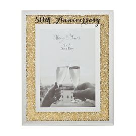 Celebrations Crystal Border Frame 5" x 7" - 50th Anniversary