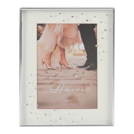 Amore Silverplated Box Frame with Crystals 5" x 7"