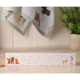 **MULTI 3** The Wildlife by Ling Designs Plaque "Happy Dog Happy Life"