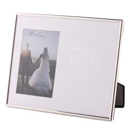 With Love Silver Heart Frame 4" x 6" - Mr & Mrs