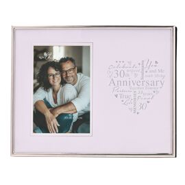 With Love Silver Heart Frame 4" x 6" - 30th Anniversary