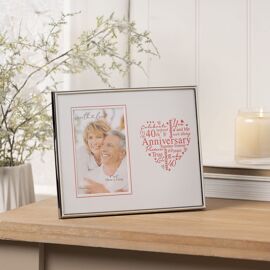 With Love Silver Heart Frame 4" x 6" - 40th Anniversary