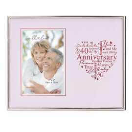 With Love Silver Heart Frame 4" x 6" - 40th Anniversary