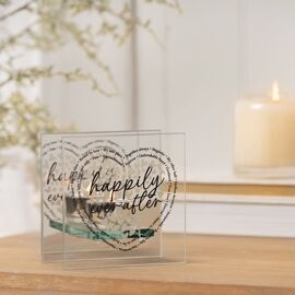 With Love Heart Tealight Holder - Happily Ever After