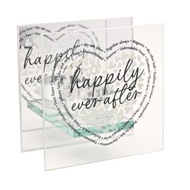 With Love Heart Tealight Holder - Happily Ever After